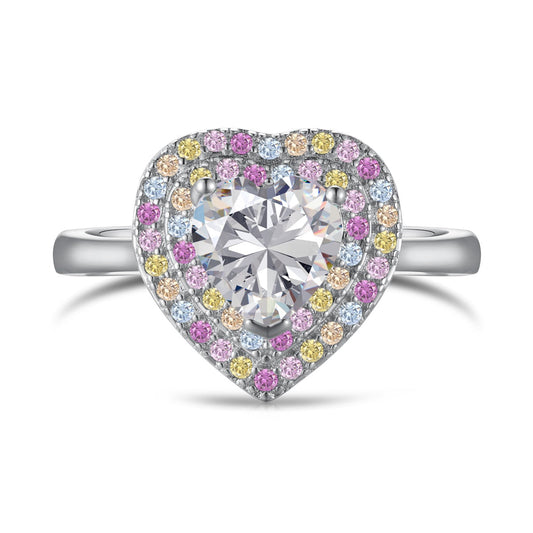 [Luck&Love]Delicate Ebullient Heart Shape Wedding Ring