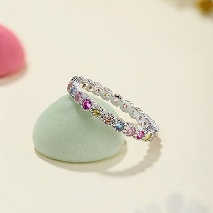 [Luck&Love]Exquisite Colorful Round Cut Party Ring