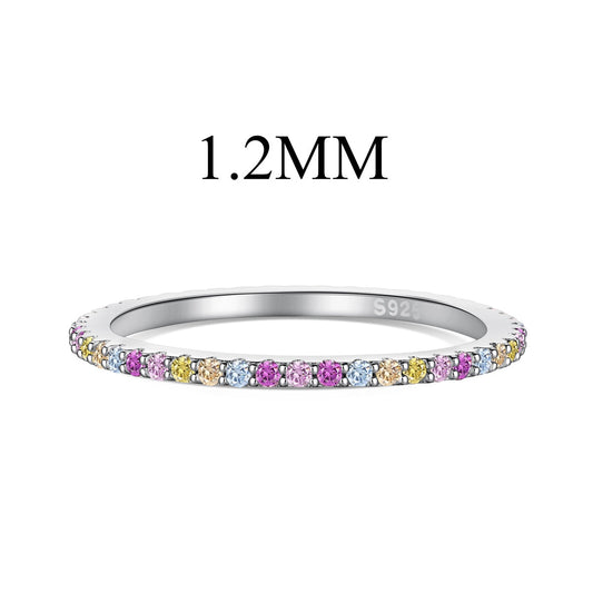 [Luck&Love]Ornate Colorful Round Cut Tennis Ring