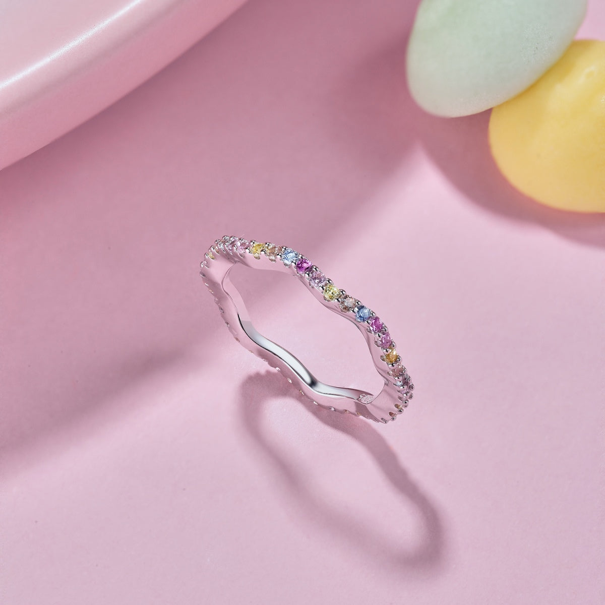 [Luck&Love]Dainty Colorful Round Cut Party Ring