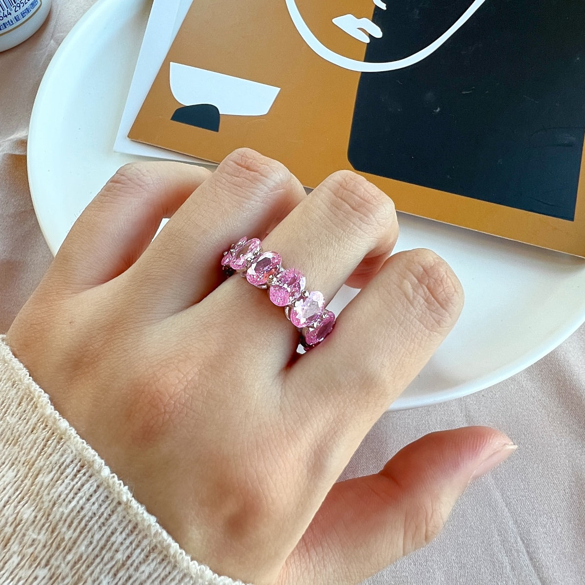 [Luck&Love]Dainty Elongated Cushion Cut Tennis Ring