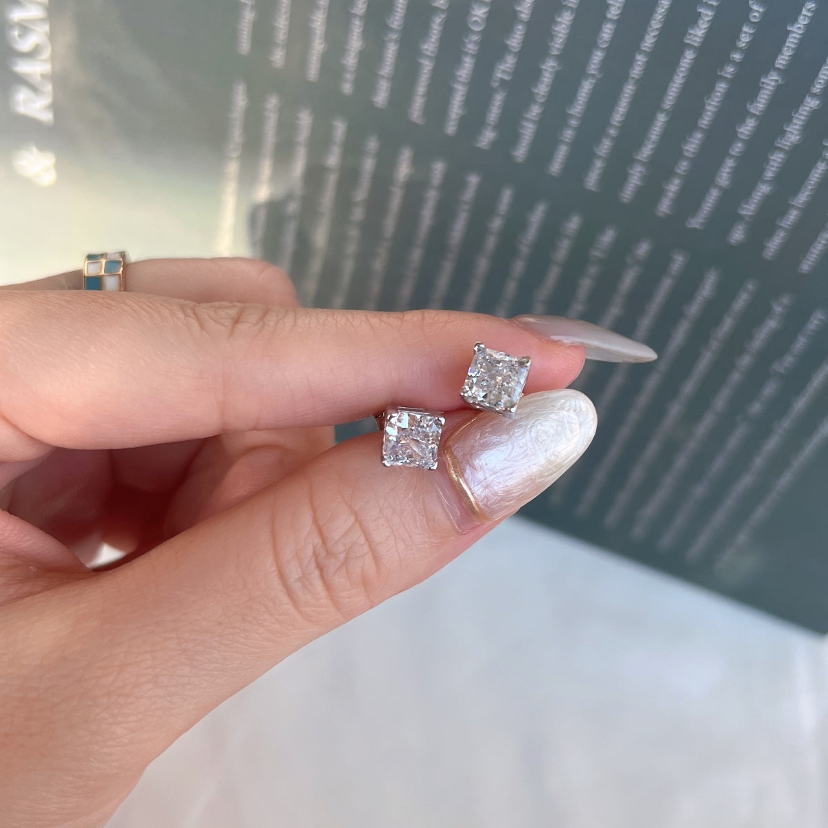 [Luck&Love]1.0 Carat Radiant Princess Cut Wedding Earrings