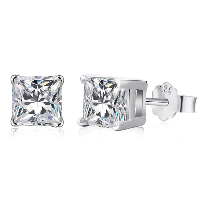 [Luck&Love]1.0 Carat Radiant Princess Cut Wedding Earrings