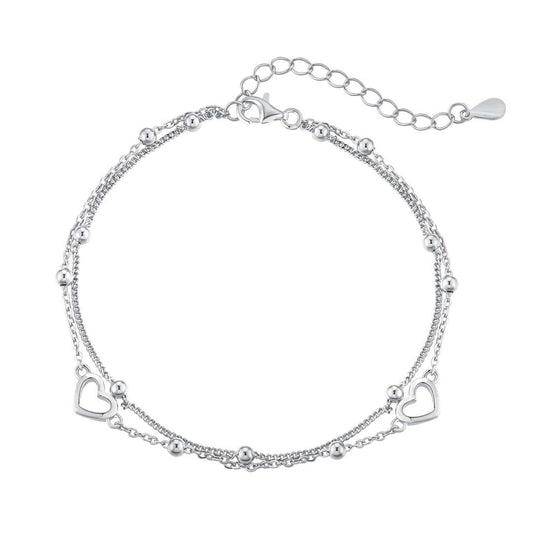 [Luck&Love]Dainty Double Layer Love Heart Bracelet