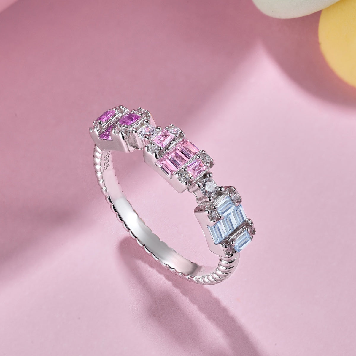 [Luck&Love]Unique Colorful Emerald Cut Party Ring