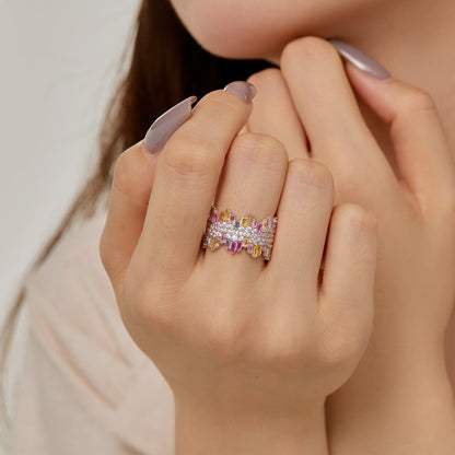 [Luck&Love]Luxurious Colorful Radiant Cut Daily Ring