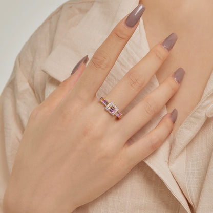 [Luck&Love]Exquisite Colorful Radiant Cut Party Ring