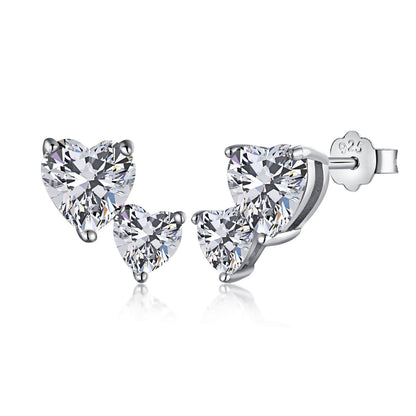 [Luck&Love]Double Heart-Shape Classic Princess Style Earrings