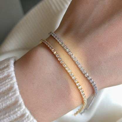 [Luck&Love]Radiant Shinning Princess Cut Tennis Bracelet