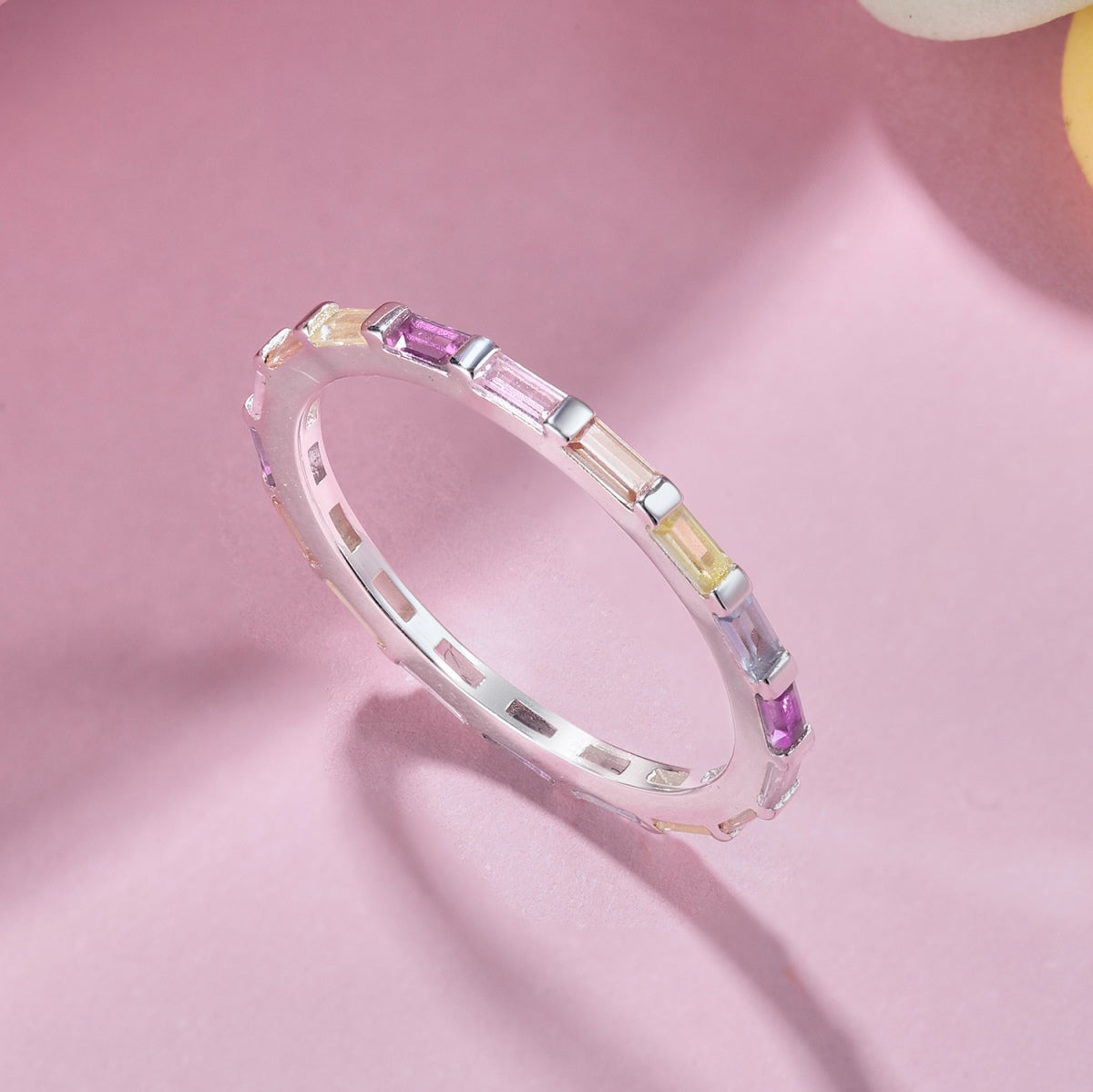 [Luck&Love]Exquisite Multicolored Emerald Cut Daily Ring