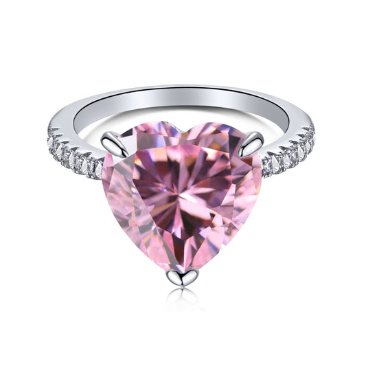 [Luck&Love]6.0 Carat Luxurious Sparkling Romantic Heart Cut Lover Ring