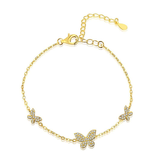 [Luck&Love]Delicate Butterfly Pendant Bracelet