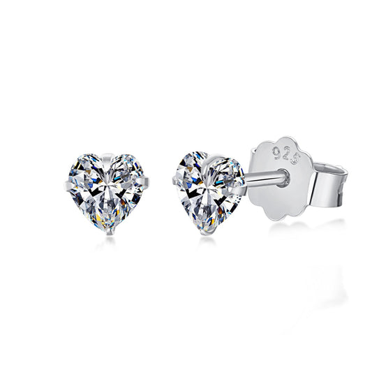 [Luck&Love]Sparkling Heart Shaped Simple Earrings