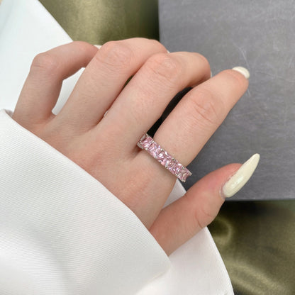 [Luck&Love]Elegant Princess Cut Tennis Ring