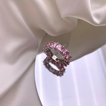 [Luck&Love]Elegant Princess Cut Tennis Ring