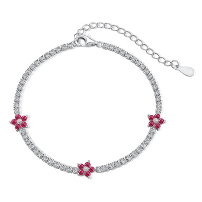 [Luck&Love]Sparkling Flower Shape Tennis Bracelet