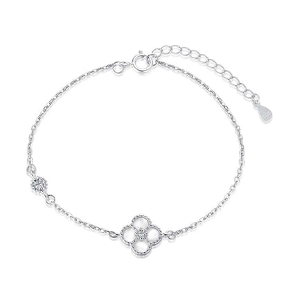 [Luck&Love]CLOVER 5 MOTIFS SILVER DIAMOND BRACELET