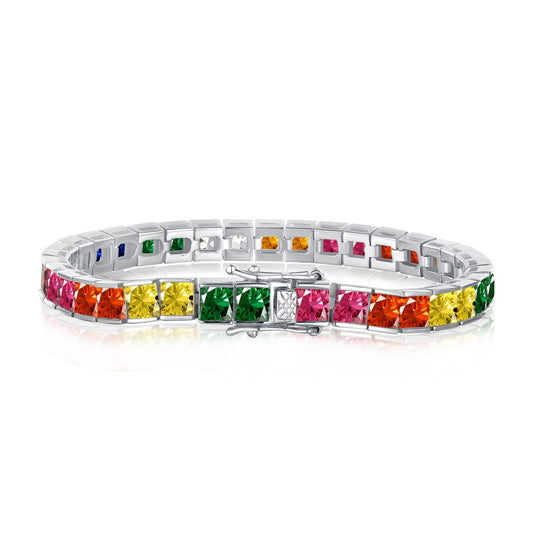 [Luck&Love]Radiant Colorful Princess Cut Tennis Bracelet