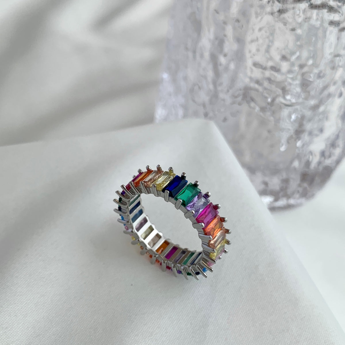 [Luck&Love]Unique Colorful Radiant Cut RIng