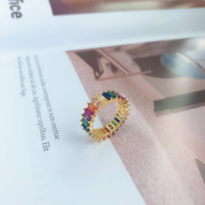 [Luck&Love]Unique Colorful Radiant Cut RIng