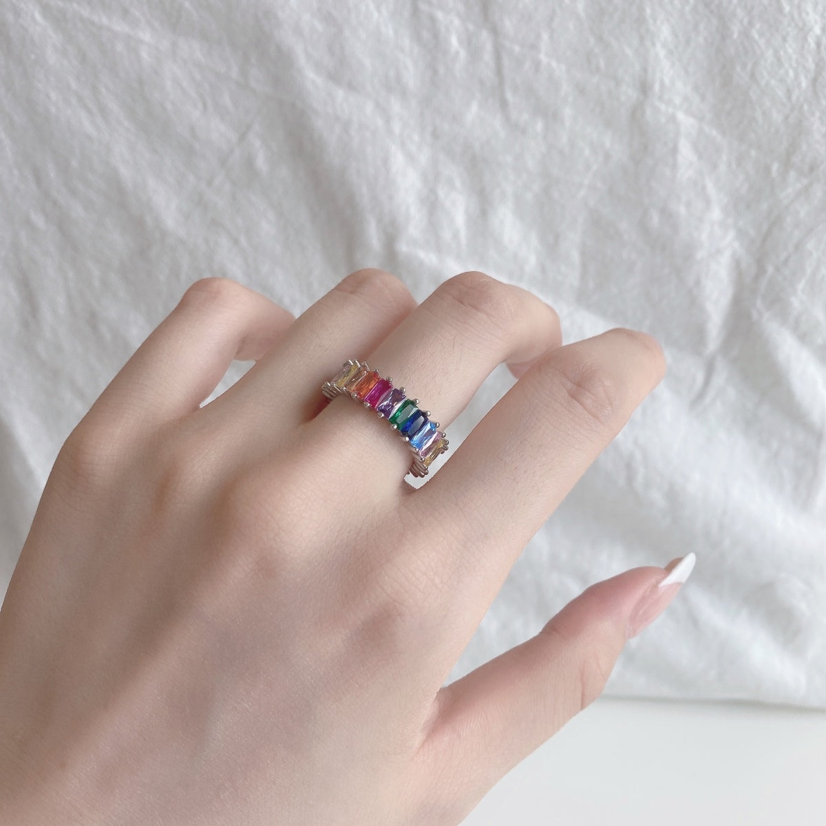 [Luck&Love]Unique Colorful Radiant Cut RIng