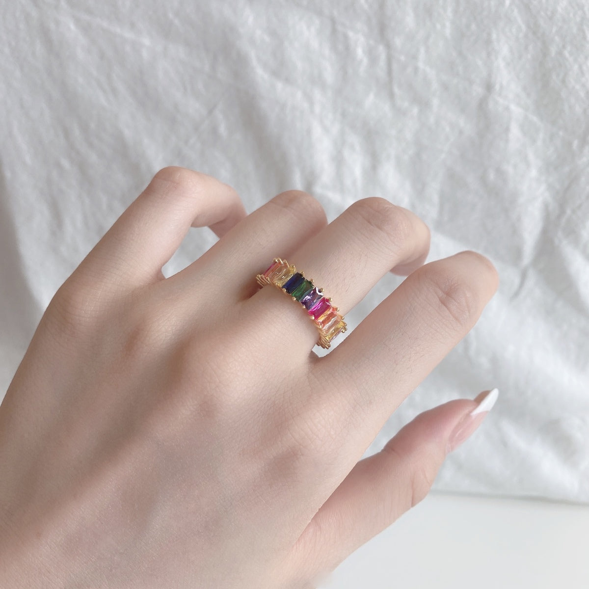 [Luck&Love]Unique Colorful Radiant Cut RIng