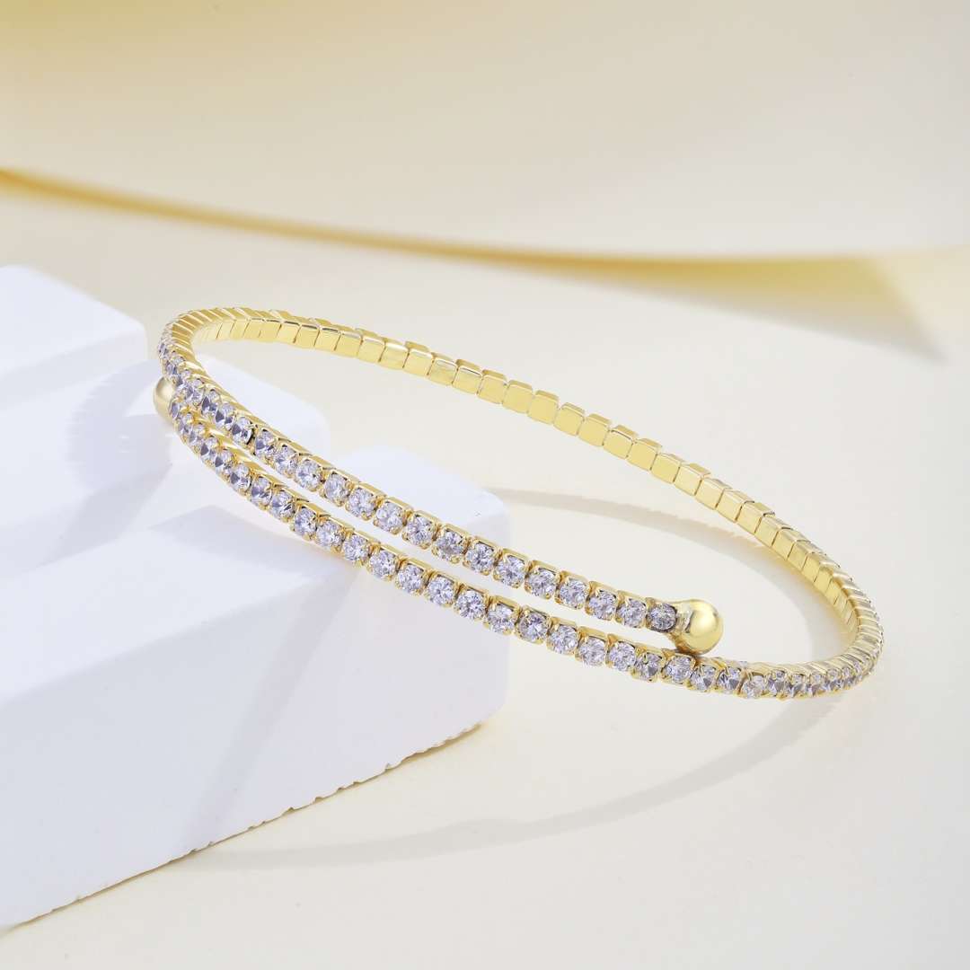 [Luck&Love]Row of Diamonds Round Fashion Bracelet