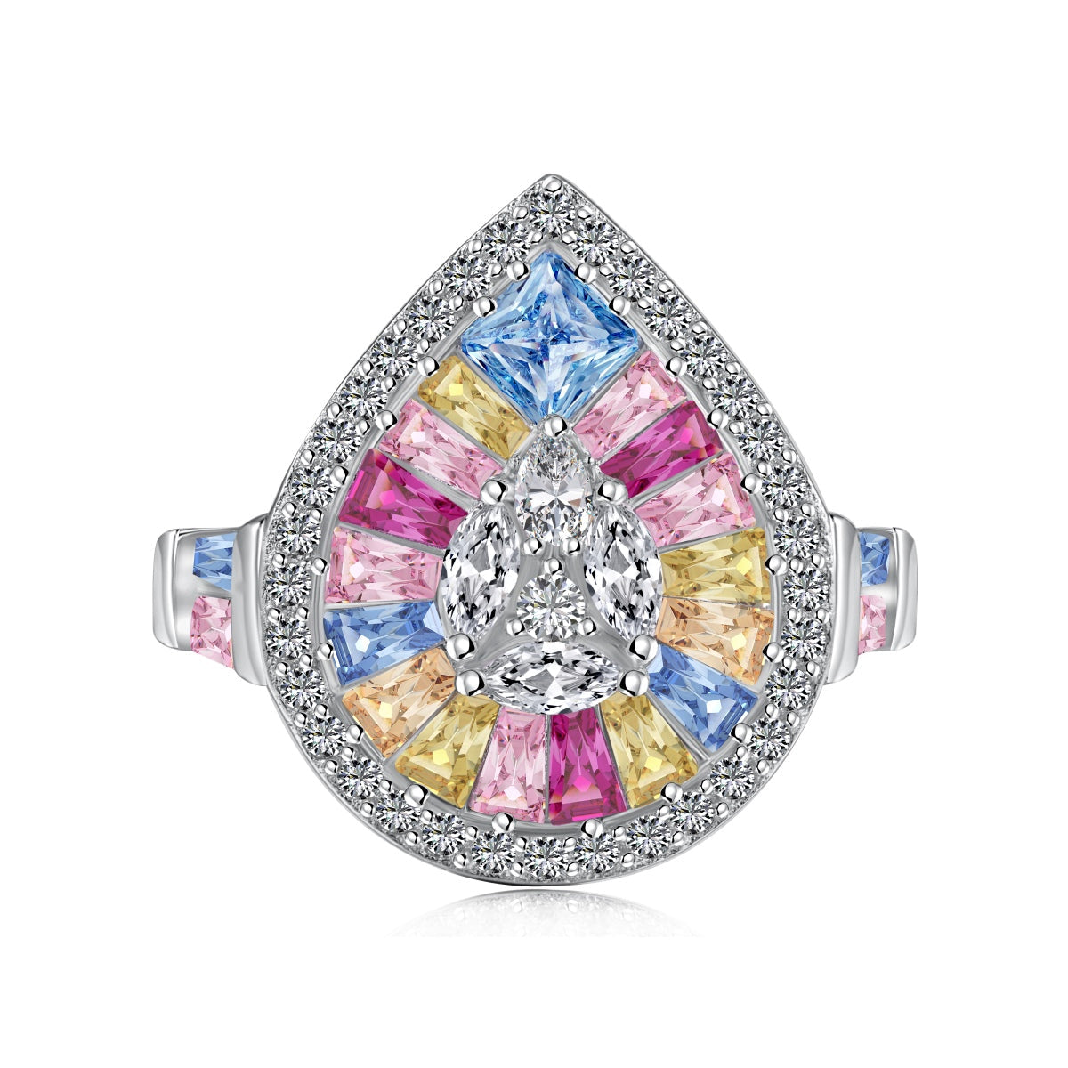 [Luck&Love]Elegant Colorful Water Drop Shape Banquet Ring