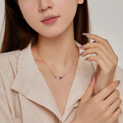 [Luck&Love]Dainty Colorful Heart Necklace