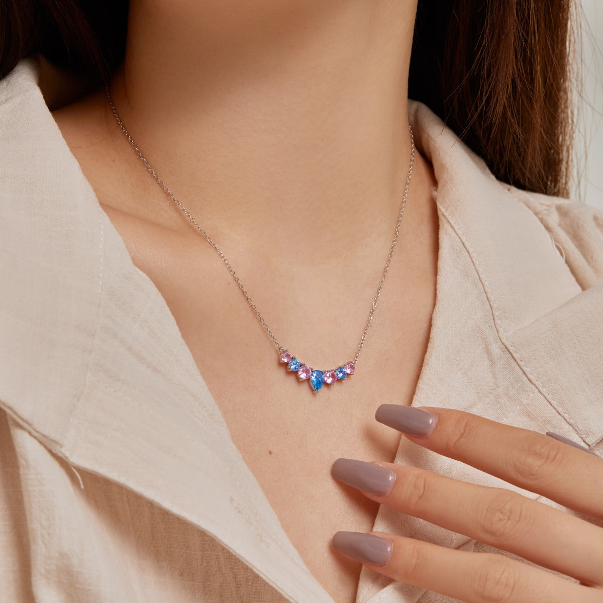 [Luck&Love]Dainty Colorful Heart Necklace