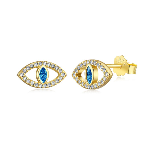 [Luck&Love]Blue Devil Eyes Hollow Stud Earrings