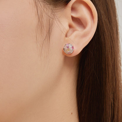 [Luck&Love]Ornate Colorful Octagon Shape Daily Earrings