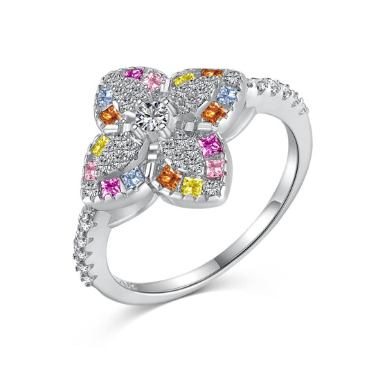 [Luck&Love]Luxurious Colorful Flower Shape Banquet Ring