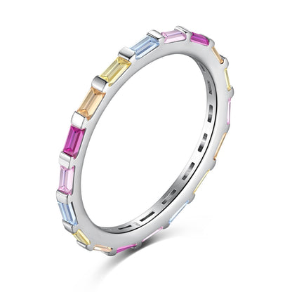 [Luck&Love]Exquisite Multicolored Emerald Cut Daily Ring