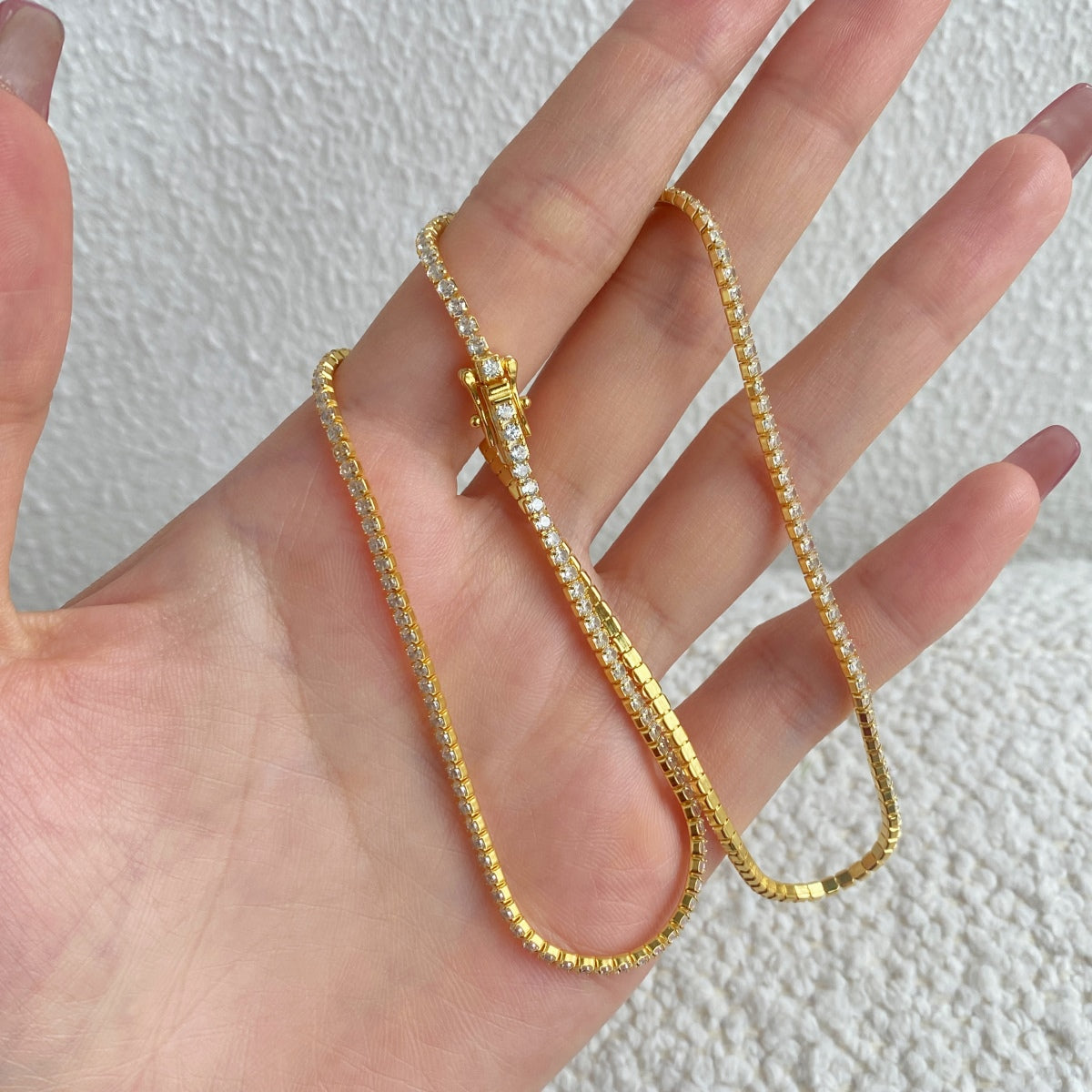 [Luck&Love]Delicate Round Shape Tennis Necklace