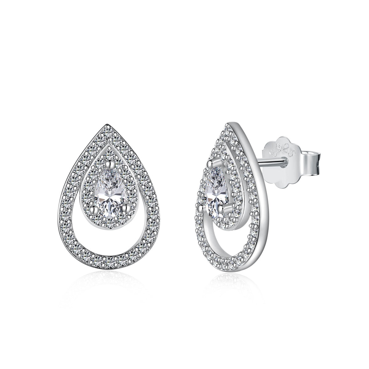 [Luck&Love]Sparkling Delicate Water Drop Shape Daily Earrings