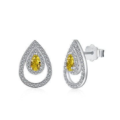 [Luck&Love]Sparkling Delicate Water Drop Shape Daily Earrings