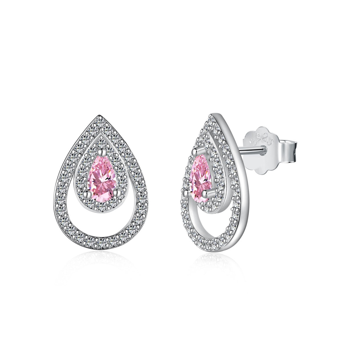 [Luck&Love]Sparkling Delicate Water Drop Shape Daily Earrings