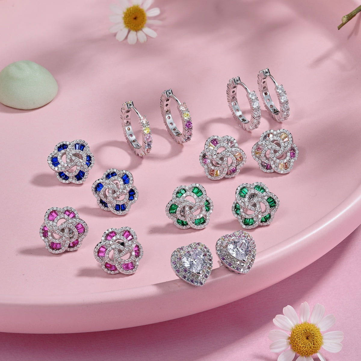 [Luck&Love]Radiant Colorful Round Cut Earrings