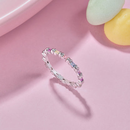 [Luck&Love]Charming Colorful Round Cut Daily Ring