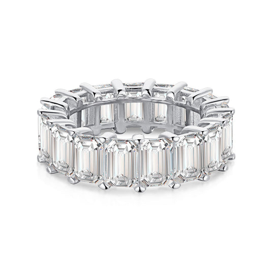 [Luck&Love]0.75 Carat Elegant Emerald Cut Tennis Ring